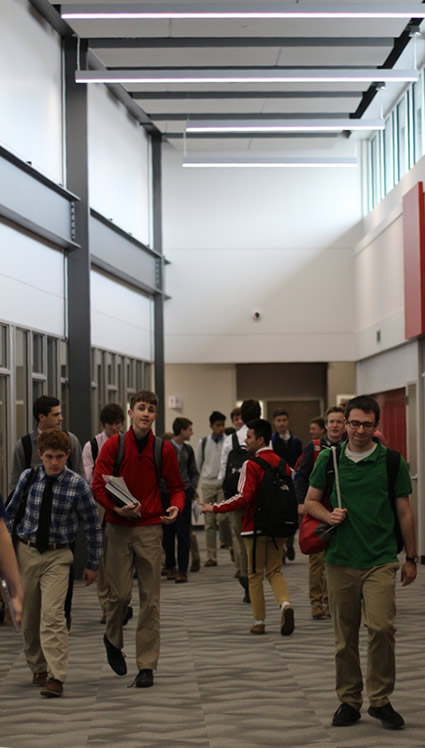 Students walking down the hall