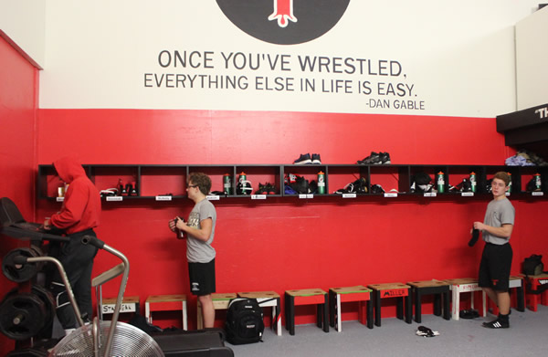 photo of wrestlers in new locker room